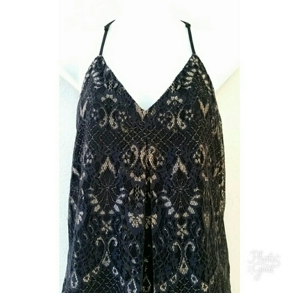 LUCKY BRAND Glam Cut Out Lace Tank Top S/M - Picture 4 of 5